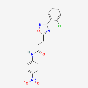 molecular formula C17H13ClN4O4 B7692121 3-(3-(2-chlorophenyl)-1,2,4-oxadiazol-5-yl)-N-(4-nitrophenyl)propanamide 