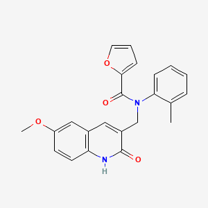 molecular formula C23H20N2O4 B7692129 N-((2-hydroxy-6-methoxyquinolin-3-yl)methyl)-N-(o-tolyl)furan-2-carboxamide 