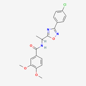 molecular formula C19H18ClN3O4 B7692137 N-(1-(3-(4-chlorophenyl)-1,2,4-oxadiazol-5-yl)ethyl)-3,4-dimethoxybenzamide 