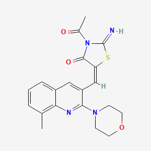 (E)-3-acetyl-2-imino-5-((8-methyl-2-morpholinoquinolin-3-yl)methylene)thiazolidin-4-one