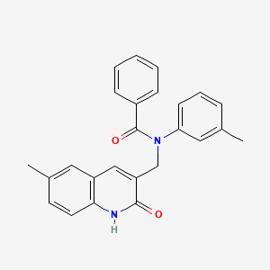 molecular formula C25H22N2O2 B7692182 N-((2-hydroxy-6-methylquinolin-3-yl)methyl)-N-(m-tolyl)benzamide 