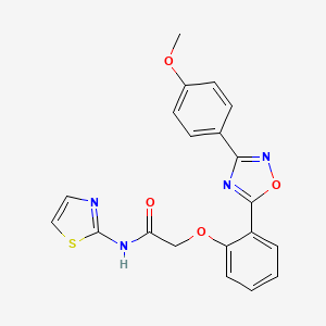 molecular formula C20H16N4O4S B7692307 2-(2-(3-(4-methoxyphenyl)-1,2,4-oxadiazol-5-yl)phenoxy)-N-(thiazol-2-yl)acetamide 