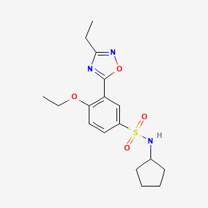 molecular formula C17H23N3O4S B7692316 N-cyclopentyl-4-ethoxy-3-(3-ethyl-1,2,4-oxadiazol-5-yl)benzenesulfonamide 