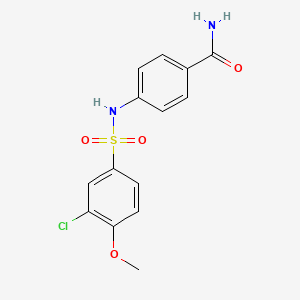 molecular formula C14H13ClN2O4S B7692322 4-((3-Chloro-4-methoxyphenyl)sulfonamido)benzamide CAS No. 708994-89-2