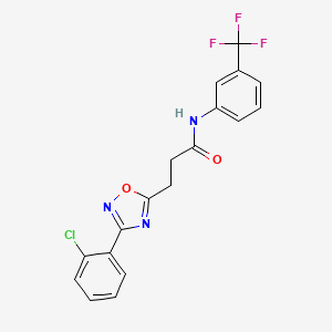 molecular formula C18H13ClF3N3O2 B7692343 3-(3-(2-chlorophenyl)-1,2,4-oxadiazol-5-yl)-N-(3-(trifluoromethyl)phenyl)propanamide 