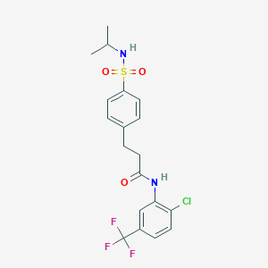 molecular formula C19H20ClF3N2O3S B7692345 N-(2-chloro-5-(trifluoromethyl)phenyl)-3-(4-(N-isopropylsulfamoyl)phenyl)propanamide 