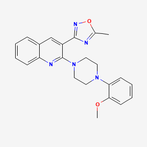molecular formula C23H23N5O2 B7692351 3-(2-(4-(2-methoxyphenyl)piperazin-1-yl)quinolin-3-yl)-5-methyl-1,2,4-oxadiazole 