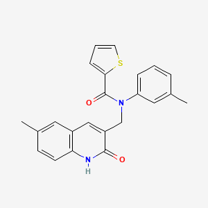 molecular formula C23H20N2O2S B7692364 N-((2-hydroxy-6-methylquinolin-3-yl)methyl)-N-(m-tolyl)thiophene-2-carboxamide 