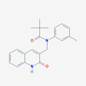 molecular formula C22H24N2O2 B7692366 N-((2-hydroxyquinolin-3-yl)methyl)-N-(m-tolyl)pivalamide 