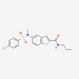 molecular formula C19H19ClN2O3S2 B7692373 5-(4-chloro-N-methylphenylsulfonamido)-N-propylbenzo[b]thiophene-2-carboxamide 