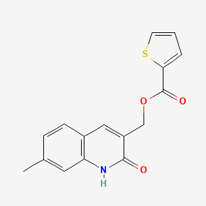 molecular formula C16H13NO3S B7692381 (2-hydroxy-7-methylquinolin-3-yl)methyl thiophene-2-carboxylate 