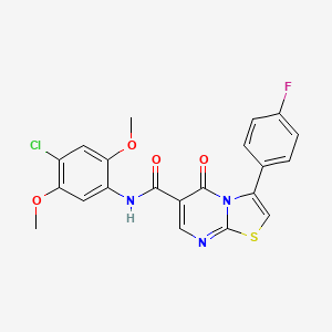 molecular formula C21H15ClFN3O4S B7692384 3-(4-fluorophenyl)-N-[2-(methylsulfanyl)phenyl]-5-oxo-5H-[1,3]thiazolo[3,2-a]pyrimidine-6-carboxamide 
