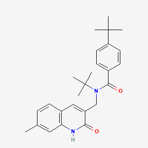 molecular formula C26H32N2O2 B7692389 N,4-di-tert-butyl-N-((2-hydroxy-7-methylquinolin-3-yl)methyl)benzamide 