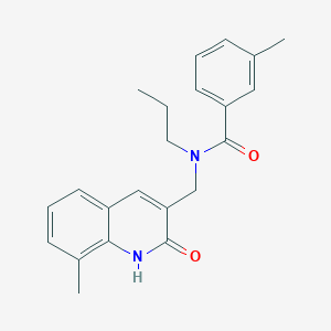 molecular formula C22H24N2O2 B7692402 N-((2-hydroxy-8-methylquinolin-3-yl)methyl)-3-methyl-N-propylbenzamide 