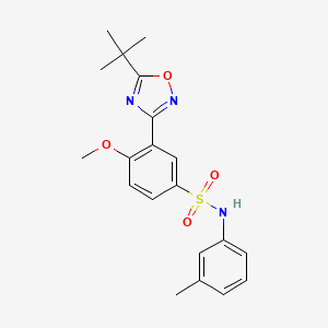 molecular formula C20H23N3O4S B7692409 3-(5-(tert-butyl)-1,2,4-oxadiazol-3-yl)-4-methoxy-N-(m-tolyl)benzenesulfonamide 