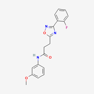 molecular formula C18H16FN3O3 B7692420 3-(3-(2-fluorophenyl)-1,2,4-oxadiazol-5-yl)-N-(3-methoxyphenyl)propanamide 