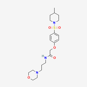 molecular formula C21H33N3O5S B7692478 2-(4-((4-methylpiperidin-1-yl)sulfonyl)phenoxy)-N-(3-morpholinopropyl)acetamide 