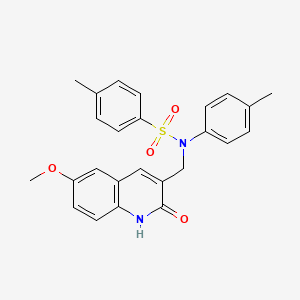 molecular formula C25H24N2O4S B7692487 N-((2-hydroxy-6-methoxyquinolin-3-yl)methyl)-4-methyl-N-(p-tolyl)benzenesulfonamide 