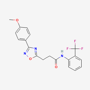 molecular formula C19H16F3N3O3 B7692489 3-(3-(4-methoxyphenyl)-1,2,4-oxadiazol-5-yl)-N-(2-(trifluoromethyl)phenyl)propanamide 