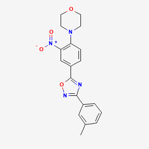 molecular formula C19H18N4O4 B7692497 4-(2-nitro-4-(3-(m-tolyl)-1,2,4-oxadiazol-5-yl)phenyl)morpholine 