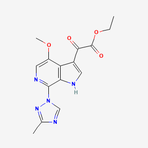 molecular formula C15H15N5O4 B7692512 Ethyl 2-(4-methoxy-7-(3-methyl-1H-1,2,4-triazol-1-yl)-1H-pyrrolo[2,3-c]pyridin-3-yl)-2-oxoacetate CAS No. 1638338-55-2