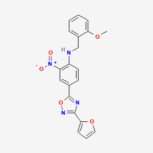molecular formula C20H16N4O5 B7692517 4-(3-(furan-2-yl)-1,2,4-oxadiazol-5-yl)-N-(2-methoxybenzyl)-2-nitroaniline 