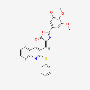 (E)-4-((8-methyl-2-(p-tolylthio)quinolin-3-yl)methylene)-2-(3,4,5-trimethoxyphenyl)oxazol-5(4H)-one