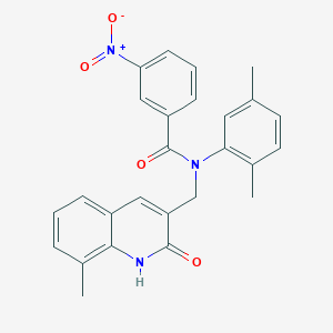 molecular formula C26H23N3O4 B7692565 N-(2,5-dimethylphenyl)-N-((2-hydroxy-8-methylquinolin-3-yl)methyl)-3-nitrobenzamide 