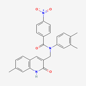 N-(3,4-dimethylphenyl)-N-((2-hydroxy-7-methylquinolin-3-yl)methyl)-4-nitrobenzamide