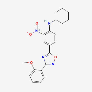 molecular formula C21H22N4O4 B7692601 N-cyclohexyl-4-(3-(2-methoxyphenyl)-1,2,4-oxadiazol-5-yl)-2-nitroaniline 