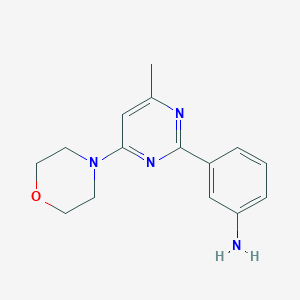 molecular formula C15H18N4O B7692619 3-(4-Methyl-6-morpholin-4-ylpyrimidin-2-yl)aniline CAS No. 2213669-49-7