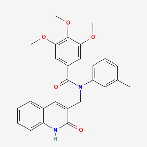 molecular formula C27H26N2O5 B7692621 N-((2-hydroxyquinolin-3-yl)methyl)-3,4,5-trimethoxy-N-(m-tolyl)benzamide 