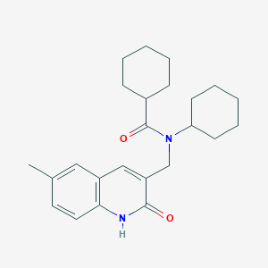 molecular formula C24H32N2O2 B7692630 N-cyclohexyl-N-((2-hydroxy-6-methylquinolin-3-yl)methyl)cyclohexanecarboxamide 