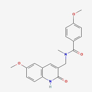 molecular formula C20H20N2O4 B7692638 N-((2-hydroxy-6-methoxyquinolin-3-yl)methyl)-4-methoxy-N-methylbenzamide 