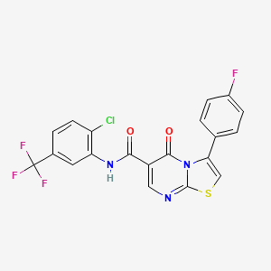 molecular formula C20H10ClF4N3O2S B7692724 3-(4-fluorophenyl)-N-[(4-methylphenyl)methyl]-5-oxo-5H-[1,3]thiazolo[3,2-a]pyrimidine-6-carboxamide 