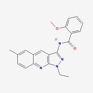 molecular formula C21H20N4O2 B7692733 N-(1-ethyl-6-methyl-1H-pyrazolo[3,4-b]quinolin-3-yl)-2-methoxybenzamide 