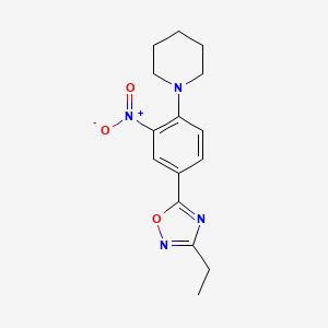 molecular formula C15H18N4O3 B7692748 3-ethyl-5-(3-nitro-4-(piperidin-1-yl)phenyl)-1,2,4-oxadiazole 