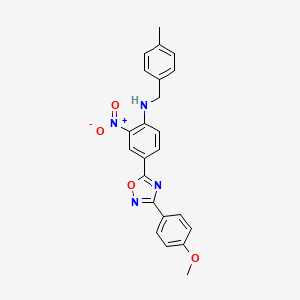 molecular formula C23H20N4O4 B7692750 4-(3-(4-methoxyphenyl)-1,2,4-oxadiazol-5-yl)-N-(4-methylbenzyl)-2-nitroaniline 