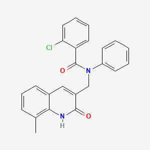 molecular formula C24H19ClN2O2 B7692791 2-chloro-N-((2-hydroxy-8-methylquinolin-3-yl)methyl)-N-phenylbenzamide 