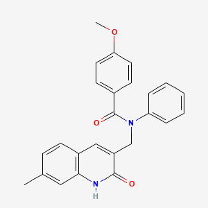 molecular formula C25H22N2O3 B7692804 N-((2-hydroxy-7-methylquinolin-3-yl)methyl)-4-methoxy-N-phenylbenzamide 