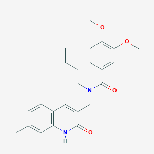 molecular formula C24H28N2O4 B7692824 N-butyl-N-((2-hydroxy-7-methylquinolin-3-yl)methyl)-3,4-dimethoxybenzamide 