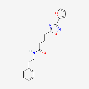 molecular formula C18H19N3O3 B7692830 4-(3-(furan-2-yl)-1,2,4-oxadiazol-5-yl)-N-phenethylbutanamide 