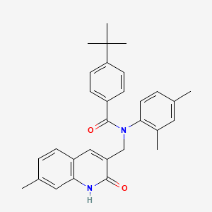 molecular formula C30H32N2O2 B7692840 4-(tert-butyl)-N-(2,4-dimethylphenyl)-N-((2-hydroxy-7-methylquinolin-3-yl)methyl)benzamide 
