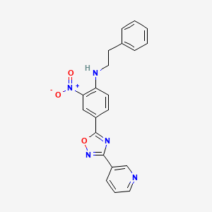 molecular formula C21H17N5O3 B7692848 2-nitro-N-phenethyl-4-(3-(pyridin-3-yl)-1,2,4-oxadiazol-5-yl)aniline 
