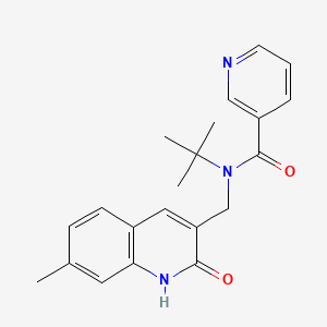 molecular formula C21H23N3O2 B7692849 N-(tert-butyl)-N-((2-hydroxy-7-methylquinolin-3-yl)methyl)nicotinamide 