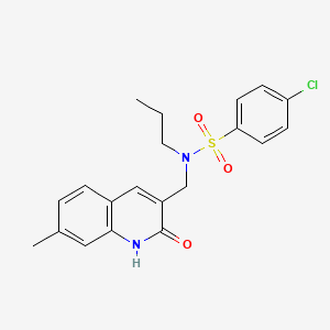 molecular formula C20H21ClN2O3S B7692864 4-chloro-N-((2-hydroxy-7-methylquinolin-3-yl)methyl)-N-propylbenzenesulfonamide 
