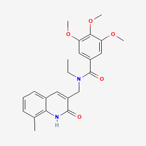 molecular formula C23H26N2O5 B7692897 N-ethyl-N-((2-hydroxy-8-methylquinolin-3-yl)methyl)-3,4,5-trimethoxybenzamide 