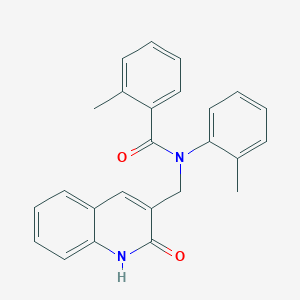 molecular formula C25H22N2O2 B7692901 N-((2-hydroxyquinolin-3-yl)methyl)-2-methyl-N-(o-tolyl)benzamide 