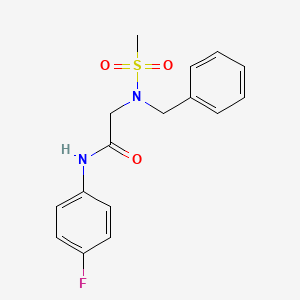 molecular formula C16H17FN2O3S B7692902 2-(N-benzylmethylsulfonamido)-N-(4-fluorophenyl)acetamide 