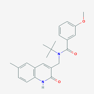 molecular formula C23H26N2O3 B7692927 N-(tert-butyl)-N-((2-hydroxy-6-methylquinolin-3-yl)methyl)-3-methoxybenzamide 